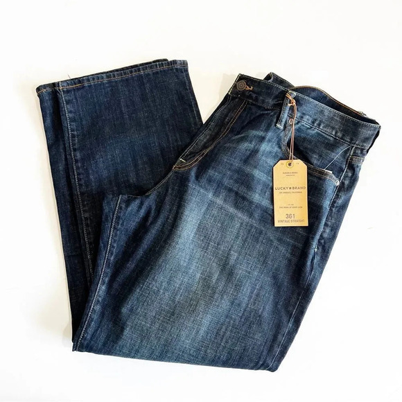 Lucky Brand Men’s Jeans 361 Vintage Straight Dark Blue Wash 42 X 30 New With Tag - Picture 14 of 14